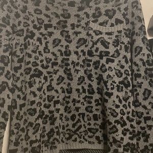 Petite Style & Co Grey Animal Print Sweater NWT